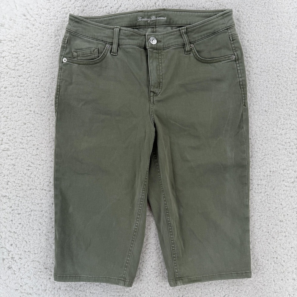 Tommy Bahama Boracay Beach Shorts Womens 10 Green Bermuda High Rise SW820872